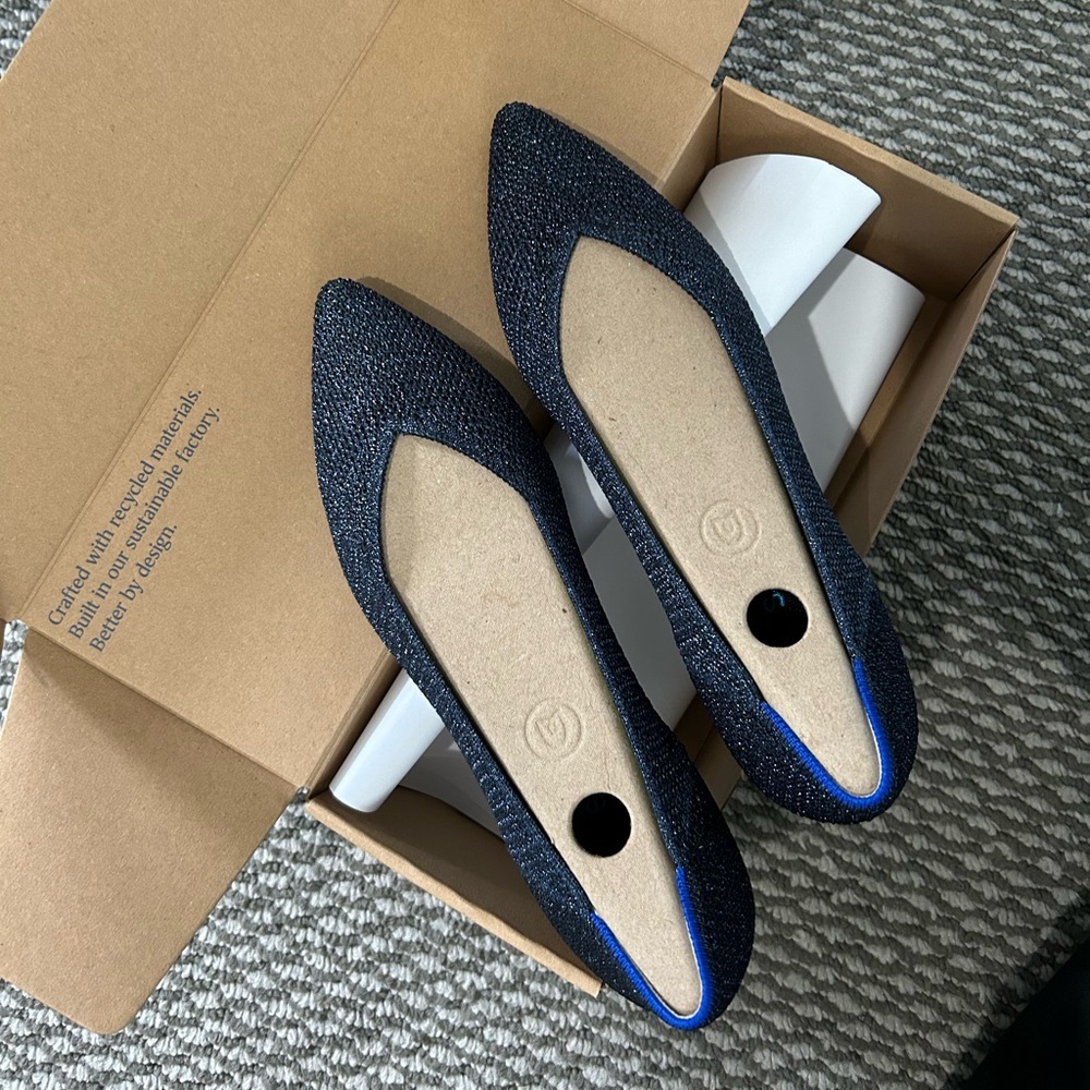 Rothy's Black Metallic Flats